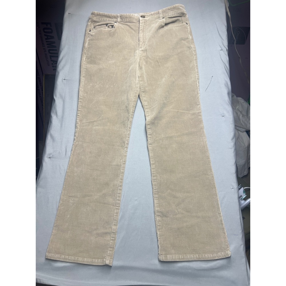 Crazy Horse Liz Claiborne Tan Corduroy Flare Pants Beige Mid Rise Women Size 12
